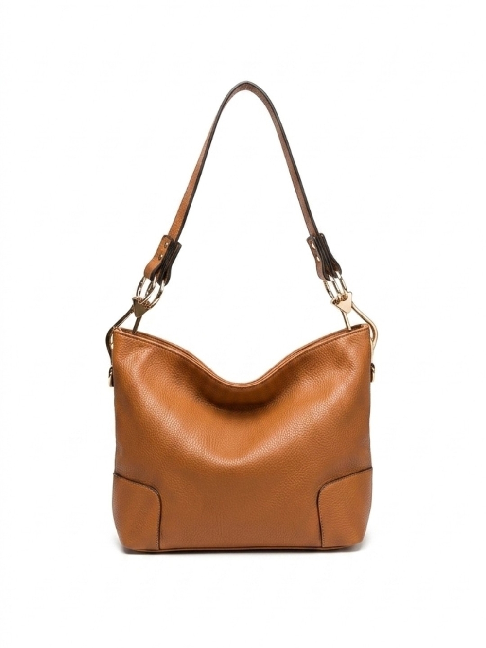 Montana West Tan Leather Shoulder Bag with Gold Hardware